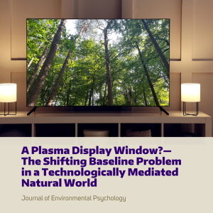 A TV displaying scenery from a forest. 
