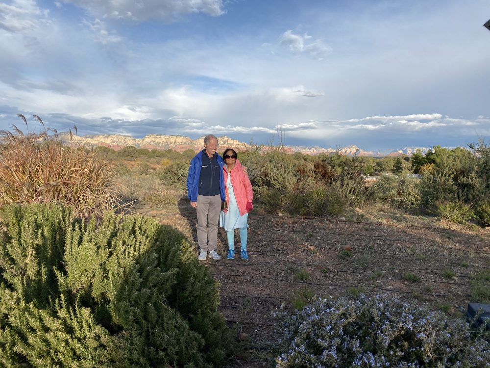 Scenic photo of Peter Kahn and Usha Varanasi at Reciprocal healing conference near Sedona, AZ