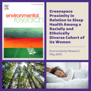 A cover of the journal Environmental Research alongside a photo of trees and a woman sleeping peacefully.