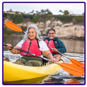 Two adults kayaking