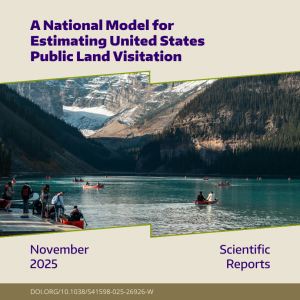 Multiple people canoeing on a lake with a mountain in the background 