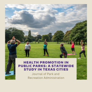A group of people exercising in a public park