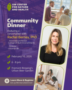 Community dinner poster featuring a photo of Rachael and details about the event