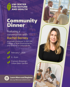 Community dinner poster featuring a photo of Rachael and details about the event
