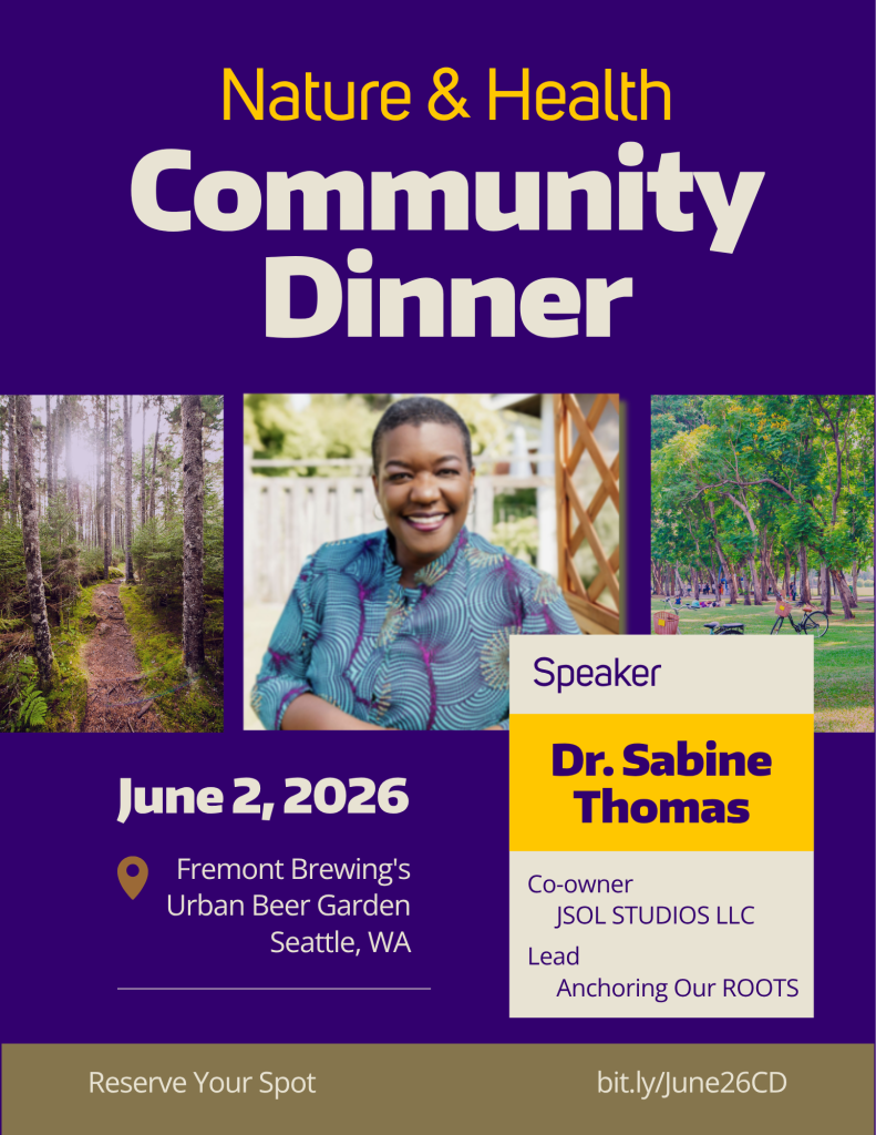 Community Dinner with Dr. Sabine Thomas on June 2, 2026 at Fremont Brewing's Urban Beer Garden. Registration required.