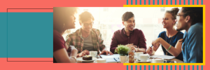 A small group of people enjoying dinner together